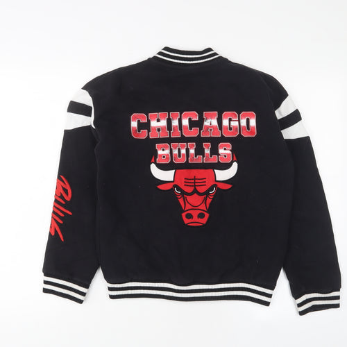 NBA Boys Black Cotton Pullover Sweatshirt Size 10-11 Years Snap - Chicago Bulls