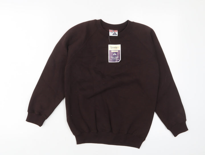 Sportex Boys Brown Cotton Pullover Sweatshirt Size 9-10 Years Pullover
