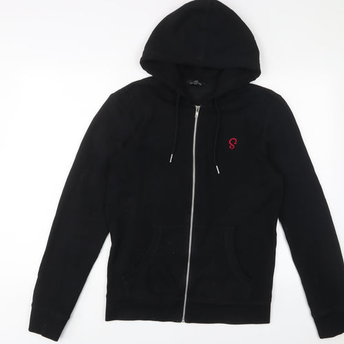 NEXT Womens Black Cotton Full Zip Hoodie Size S - Embroidered