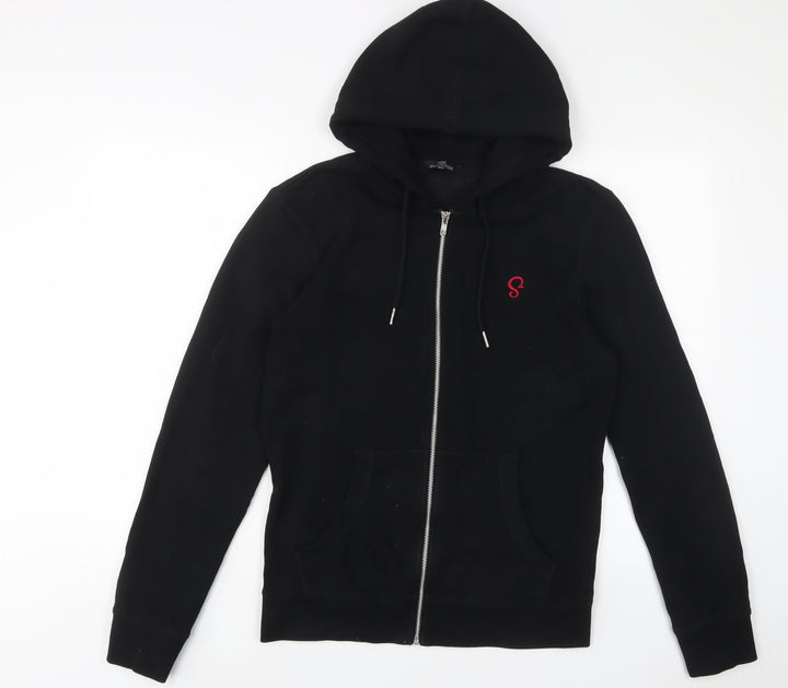 NEXT Womens Black Cotton Full Zip Hoodie Size S - Embroidered