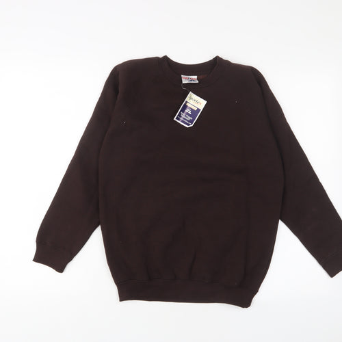 Sportex Boys Brown Cotton Pullover Sweatshirt Size 11-12 Years Pullover - Embroidered
