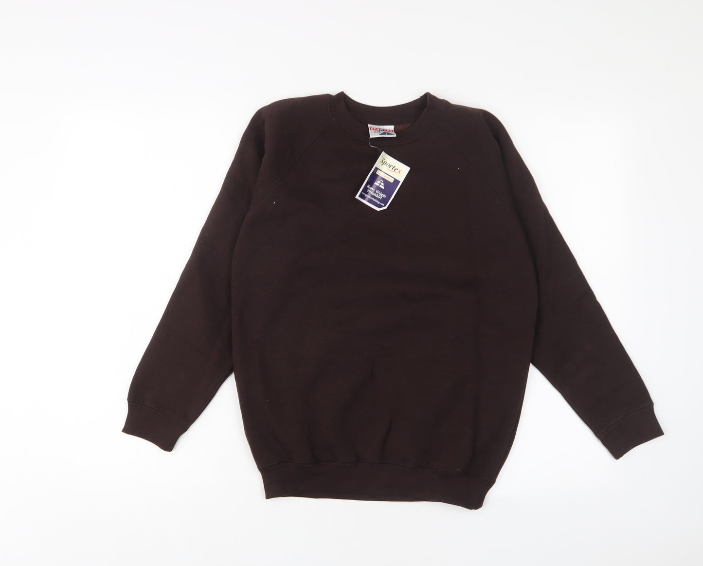 Sportex Boys Brown Cotton Pullover Sweatshirt Size 11-12 Years Pullover - Embroidered