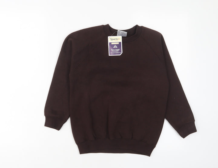 Sportex Boys Brown Cotton Pullover Sweatshirt Size 7-8 Years Pullover