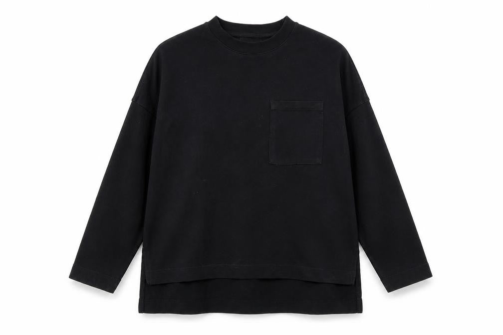 Front view of Zara women’s black cotton pullover sweatshirt, size M, pullover
