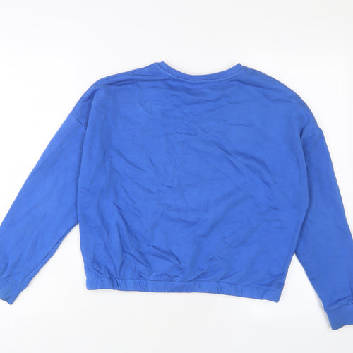 Marks and Spencer Girls Blue Cotton Pullover Sweatshirt Size 12-13 Years Pullover - Embroidered