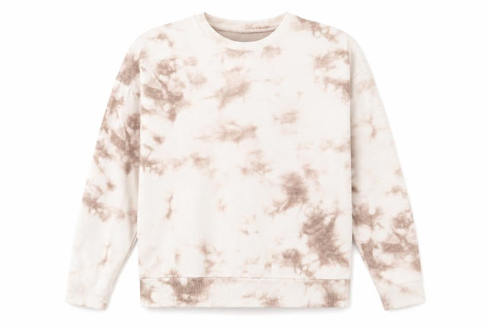 Front view of New Look women’s white geometric polyester pullover sweatshirt, size S, pullover