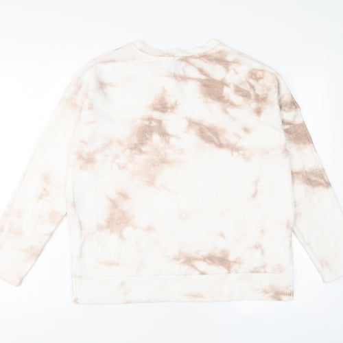 New Look Womens White Geometric Polyester Pullover Sweatshirt Size S Pullover
