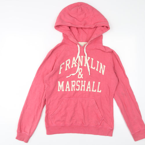 Franklin & Marshall Womens Pink Cotton Full Zip Hoodie Size M Zip - Logo, Embroidered