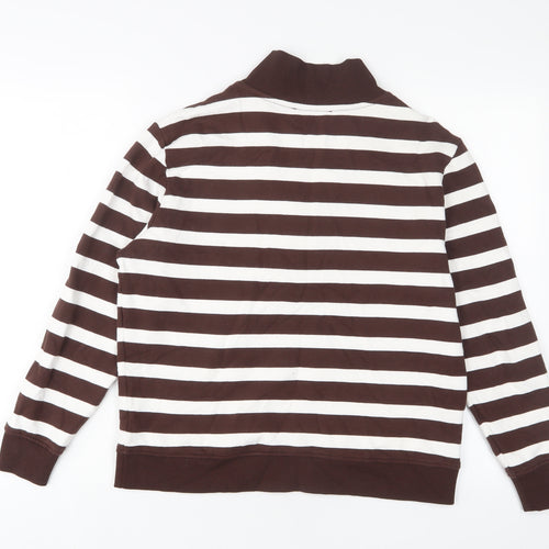 Marks and Spencer Womens Brown Striped Cotton Pullover Sweatshirt Size S Zip