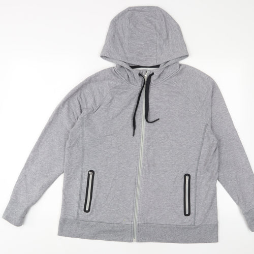 Marks and Spencer Womens Grey Cotton Full Zip Hoodie Size 18 Zip - Zip Pockets