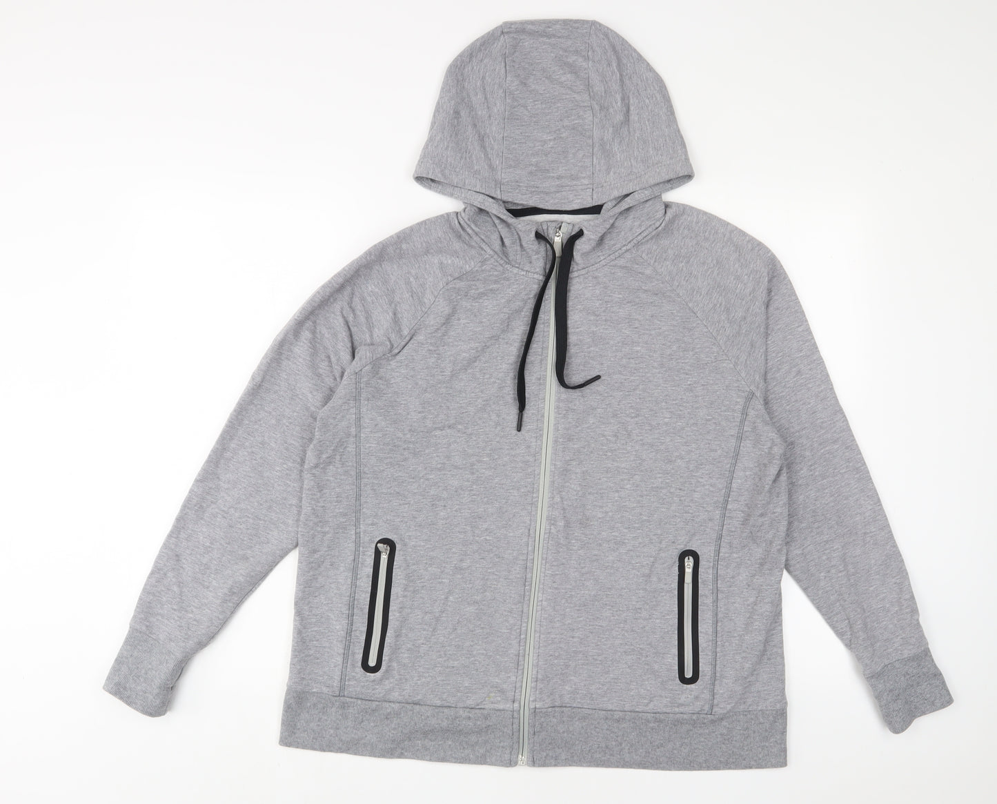 Marks and Spencer Womens Grey Cotton Full Zip Hoodie Size 18 Zip - Zip Pockets