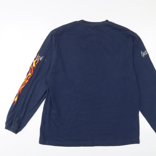 Hank Boys Blue Cotton Basic T-Shirt Size 16 Years Crew Neck Pullover - Tall