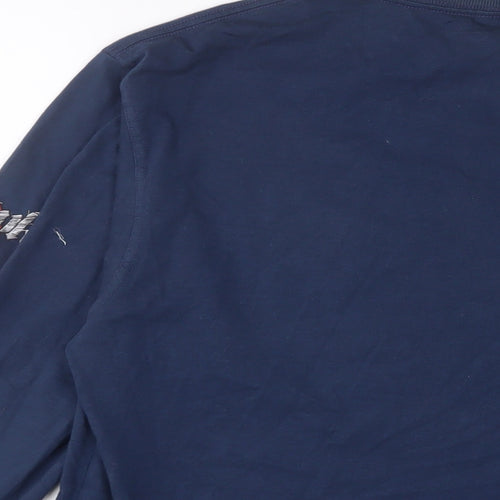 Hank Boys Blue Cotton Basic T-Shirt Size 16 Years Crew Neck Pullover - Tall