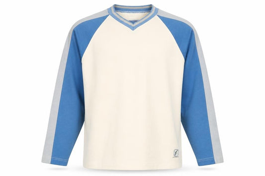 Front view of Falmer Heritage men’s beige cotton pullover sweatshirt, size S