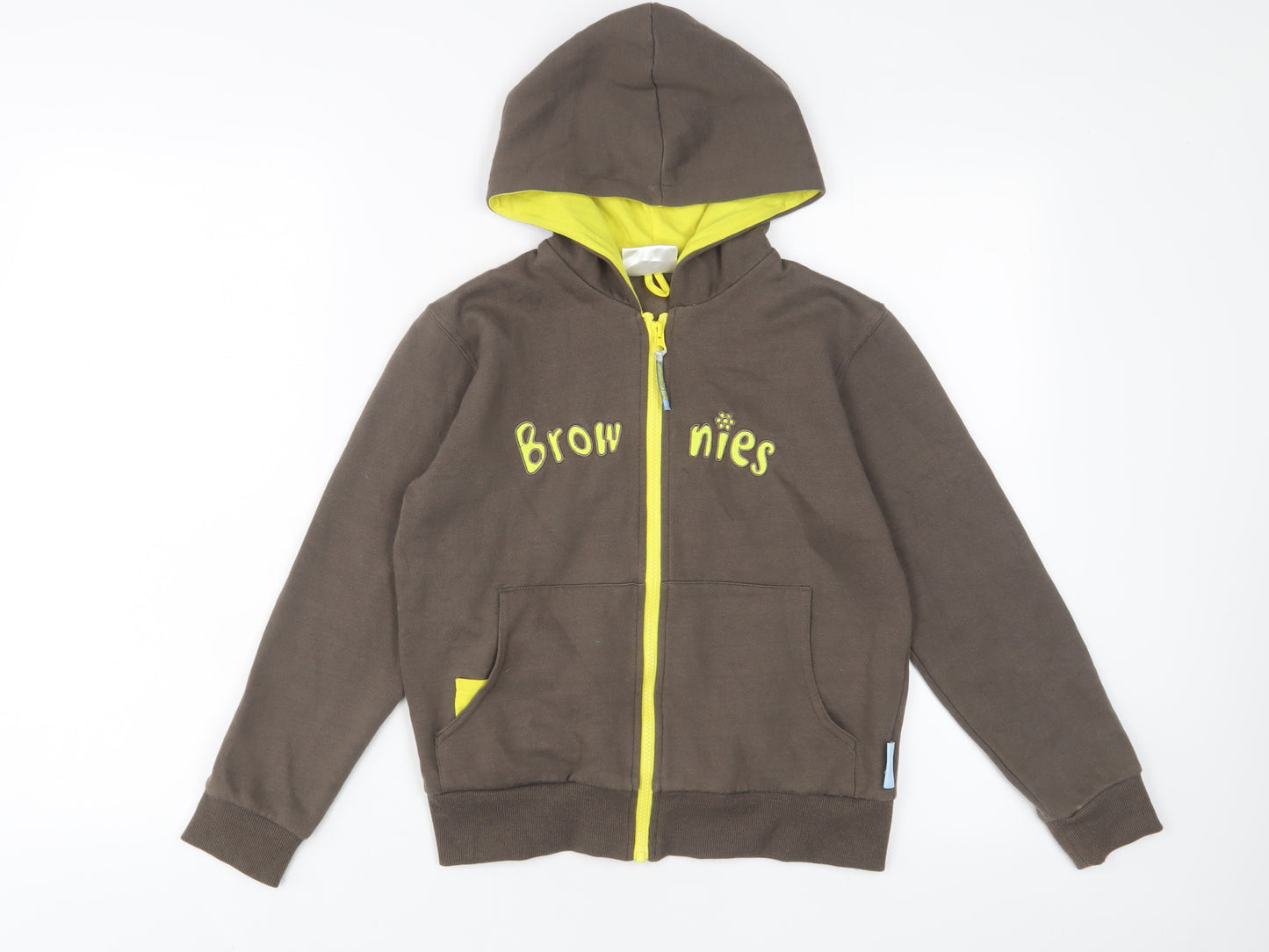 Brownies Girls Brown Cotton Full Zip Hoodie Size 9-10 Years Zip - Embroidered
