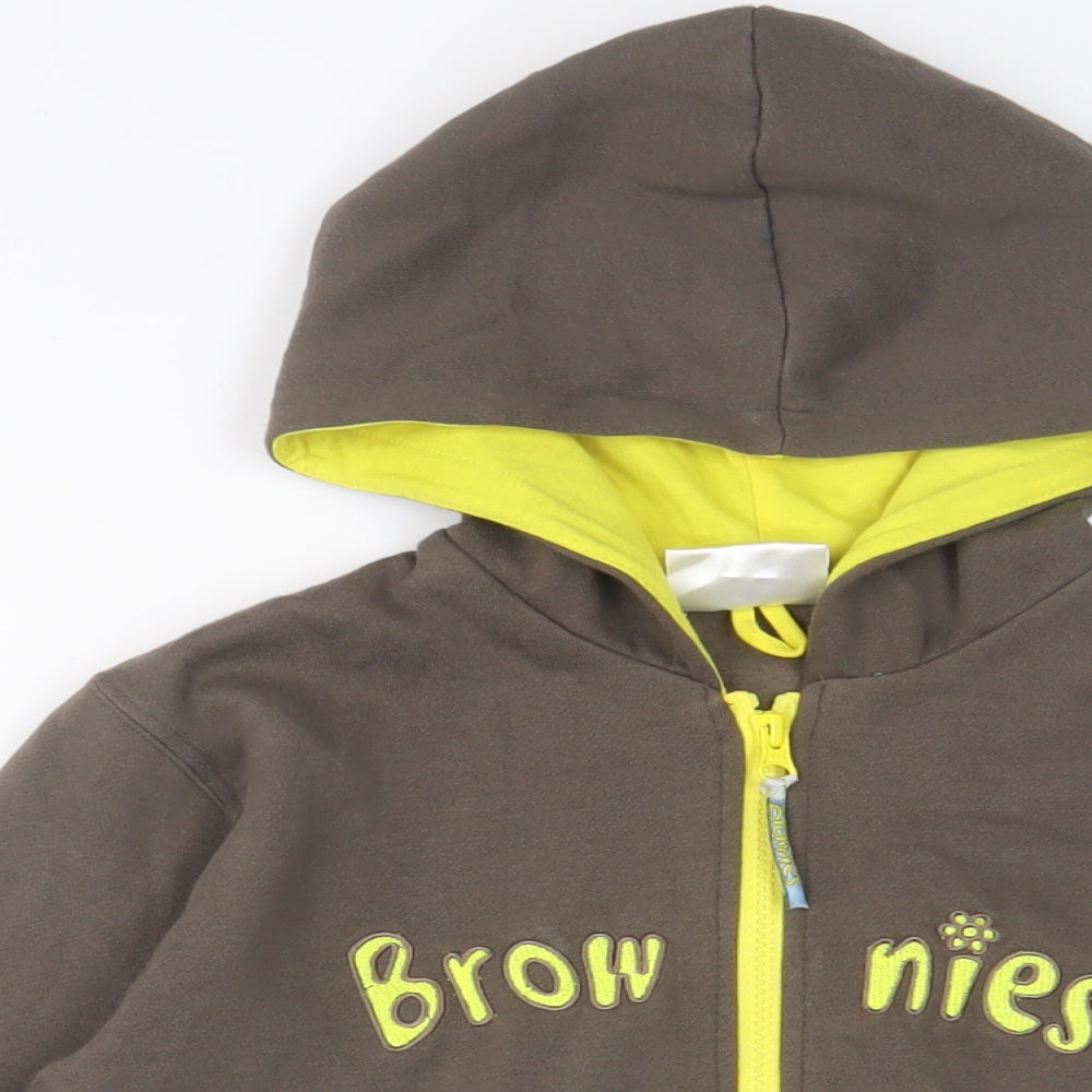 Brownies Girls Brown Cotton Full Zip Hoodie Size 9-10 Years Zip - Embroidered
