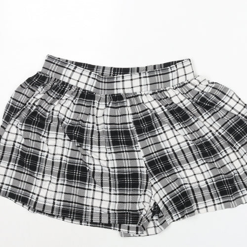 ASOS Womens Black Check Viscose Basic Shorts Size 10 L3 in Regular Pull On - Elasticated Waist