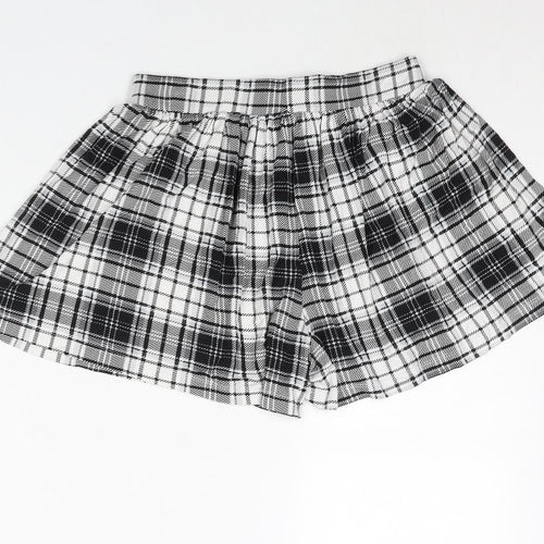 ASOS Womens Black Check Viscose Basic Shorts Size 10 L3 in Regular Pull On - Elasticated Waist