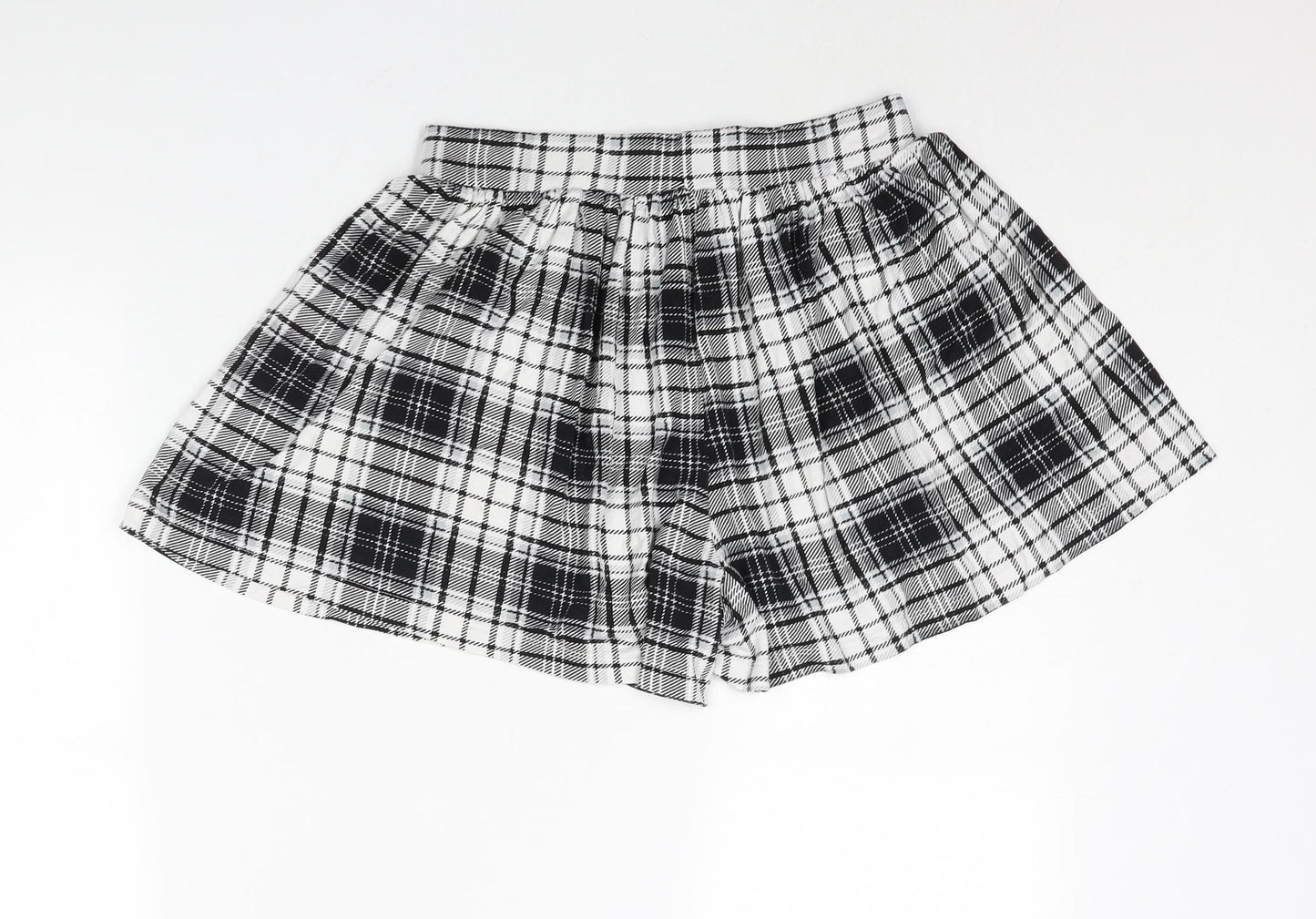 ASOS Womens Black Check Viscose Basic Shorts Size 10 L3 in Regular Pull On - Elasticated Waist