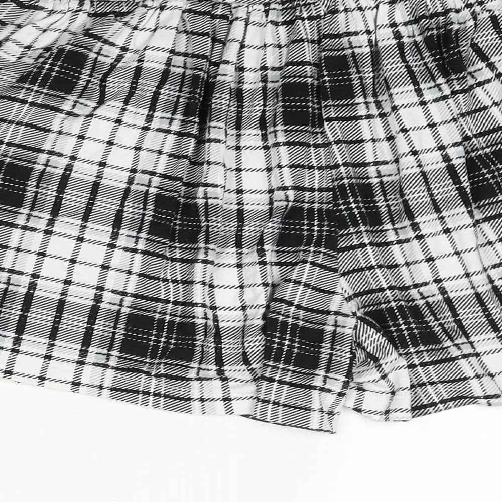 ASOS Womens Black Check Viscose Basic Shorts Size 10 L3 in Regular Pull On - Elasticated Waist