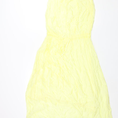 Collezione Gaia Womens Yellow Viscose Shift Size S Round Neck Pullover - Drawstring Waist