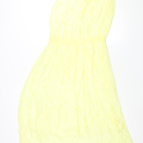 Collezione Gaia Womens Yellow Viscose Shift Size S Round Neck Pullover - Drawstring Waist