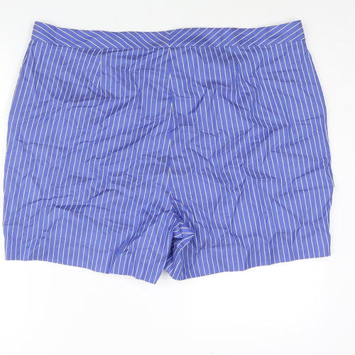Autograph Womens Blue Striped Cotton Basic Shorts Size 22 L6 in Regular Zip