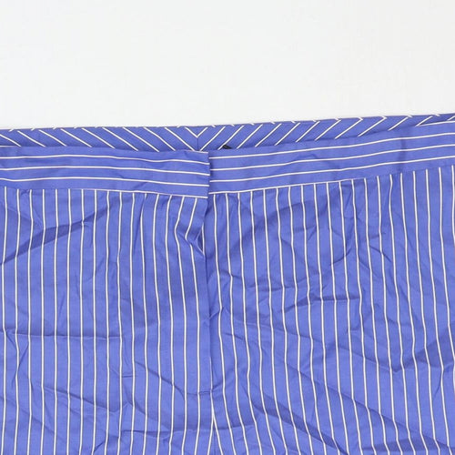 Autograph Womens Blue Striped Cotton Basic Shorts Size 22 L6 in Regular Zip