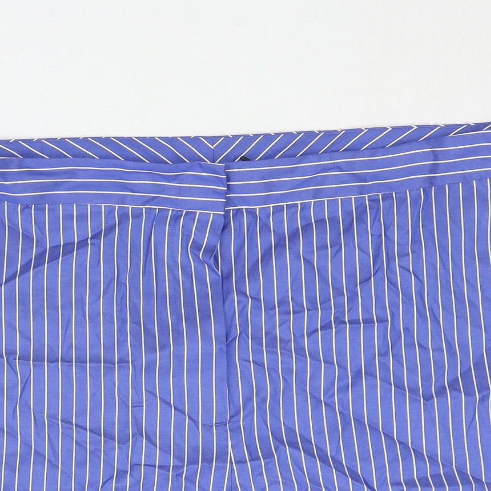 Autograph Womens Blue Striped Cotton Basic Shorts Size 22 L6 in Regular Zip