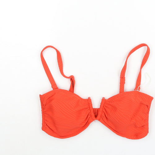Marks and Spencer Womens Red Polyester Bikini Size 16 - Padded Ribbed
