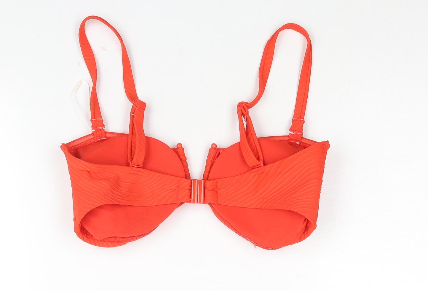 Marks and Spencer Womens Red Polyester Bikini Size 16 - Padded Ribbed