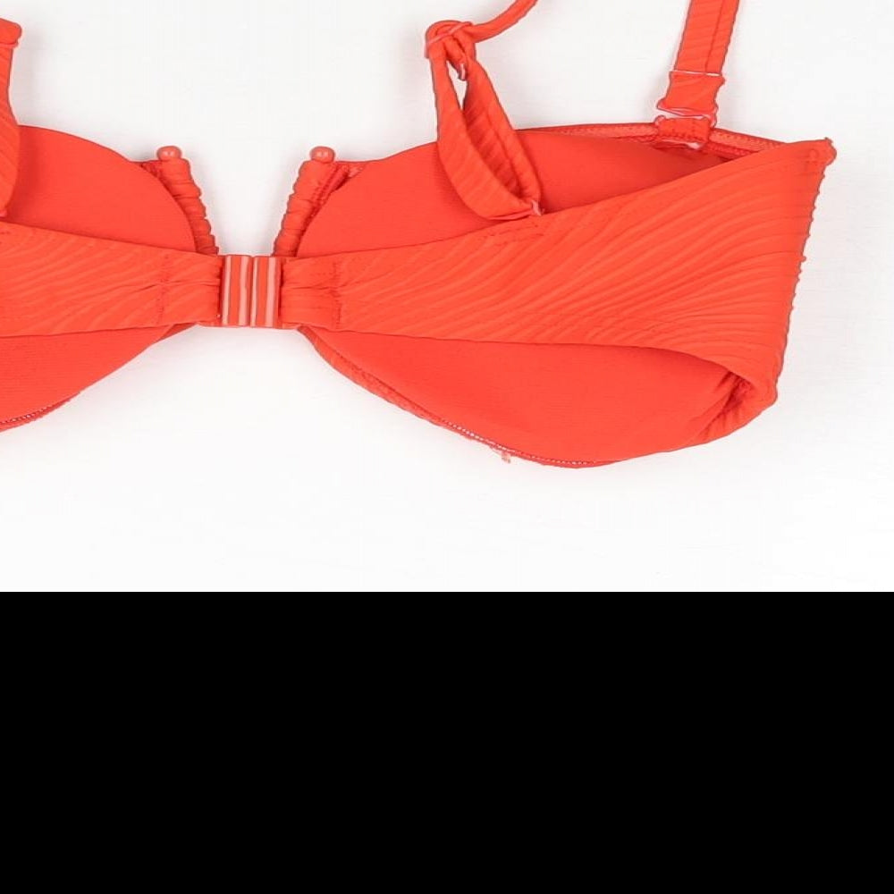 Marks and Spencer Womens Red Polyester Bikini Size 16 - Padded Ribbed