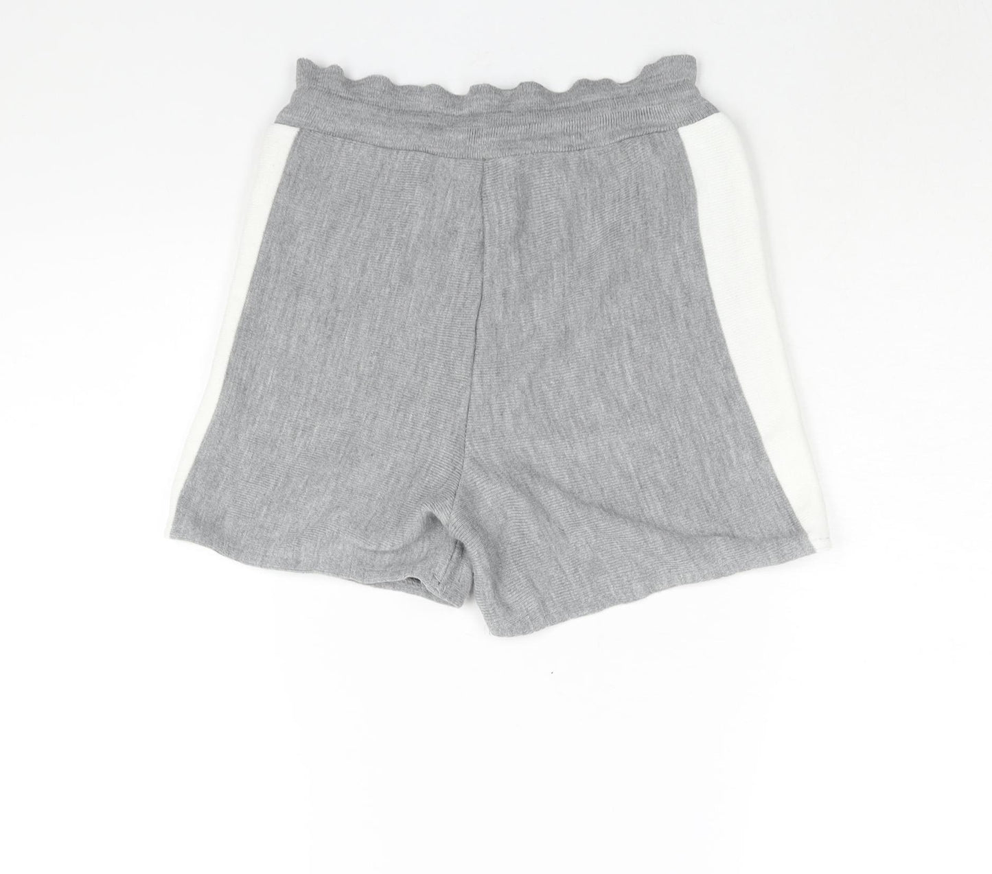 Boohoo Womens Grey Colourblock Acrylic Basic Shorts Size 10 L4 in Regular Drawstring - Taped Sides