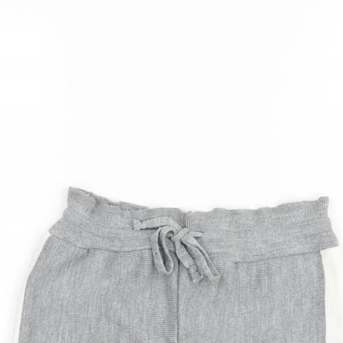 Boohoo Womens Grey Colourblock Acrylic Basic Shorts Size 10 L4 in Regular Drawstring - Taped Sides