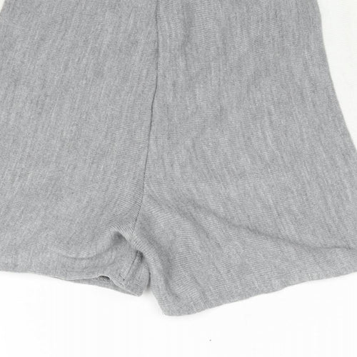 Boohoo Womens Grey Colourblock Acrylic Basic Shorts Size 10 L4 in Regular Drawstring - Taped Sides