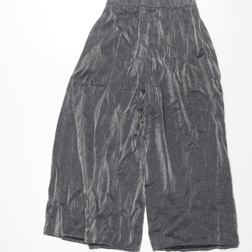 Light Be Womens Silver Viscose Cropped Trousers Size XS L22 in Regular - Elasticated Waist