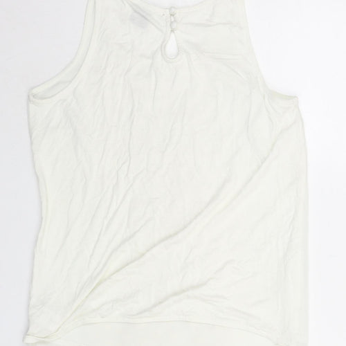 NEXT Womens Ivory Polyester Camisole Blouse Size 6 Scoop Neck - Applique Flowers Sequin