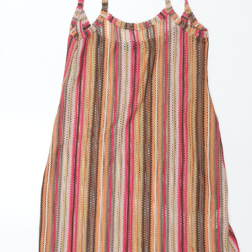 I SAW IT FIRST Womens Multicoloured Striped Polyester Mini Size 8 Scoop Neck Pullover - Semi Sheer