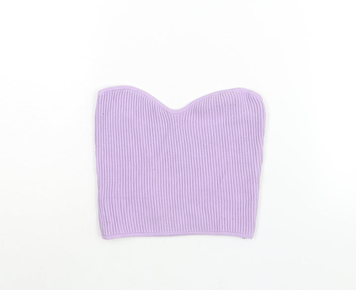 H&M Womens Purple Square Neck Viscose Pullover Jumper Size S - Bandeau