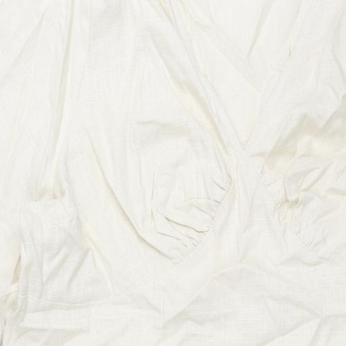 Marks and Spencer Womens Ivory Linen Shift Size 22 V-Neck Zip - Belted