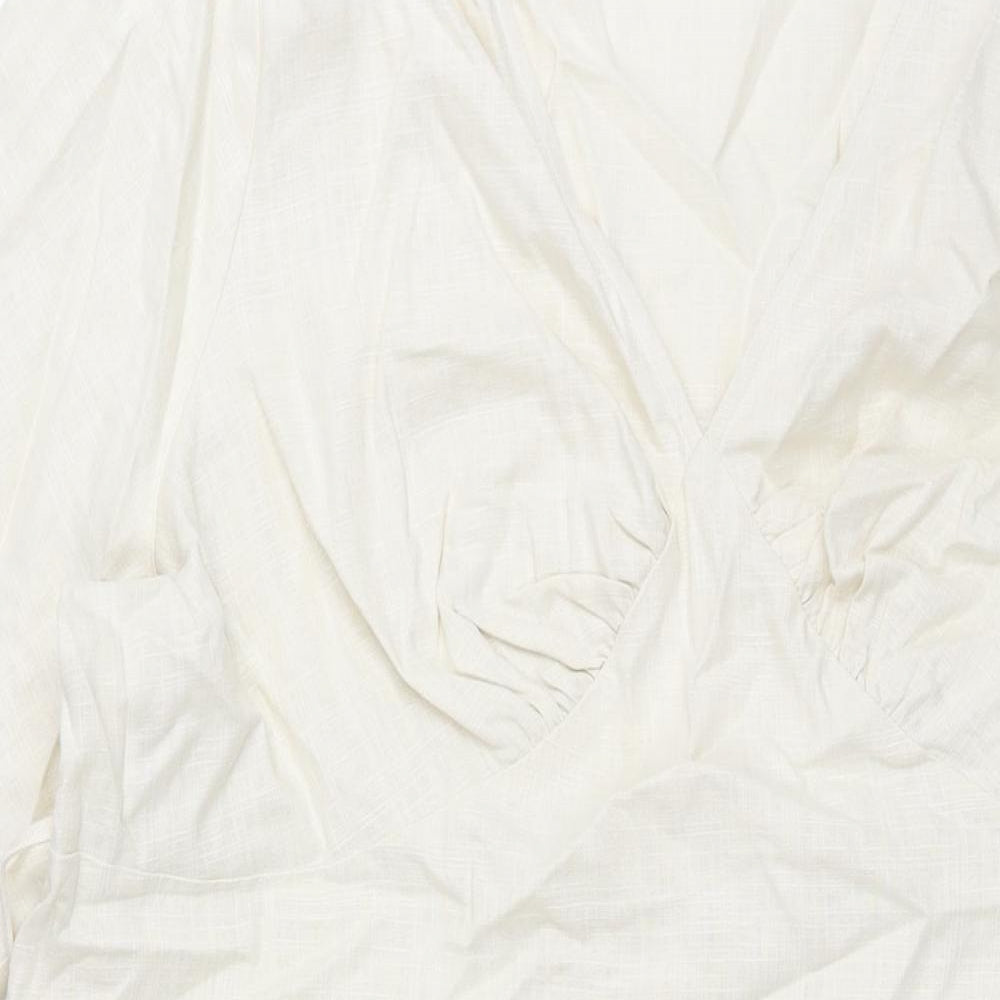 Marks and Spencer Womens Ivory Linen Shift Size 22 V-Neck Zip - Belted