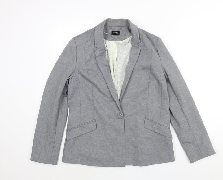 Oasis Womens Grey Jacket Blazer Size 14 Button