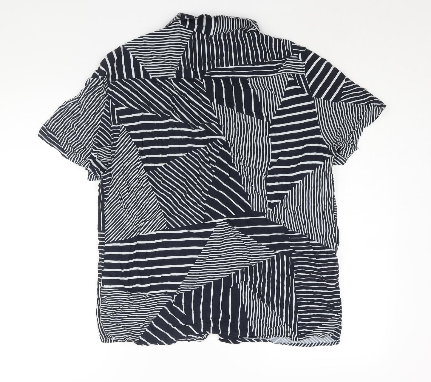 Burton Mens Blue Geometric Viscose Button-Up Size M Collared Button