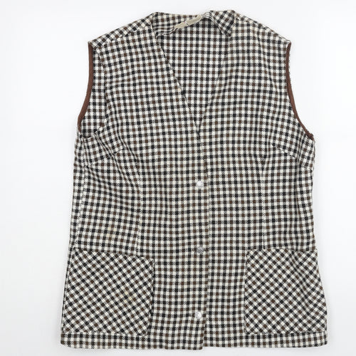 Swirla Womens Brown Check Jacket Waistcoat Size 18 Button - Houndstooth Vintage