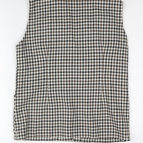 Swirla Womens Brown Check Jacket Waistcoat Size 18 Button - Houndstooth Vintage