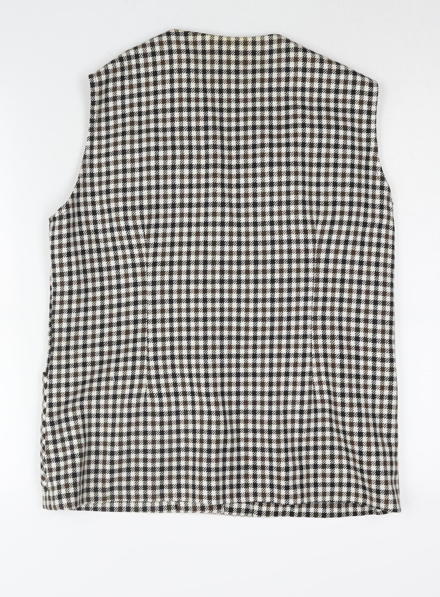 Swirla Womens Brown Check Jacket Waistcoat Size 18 Button - Houndstooth Vintage