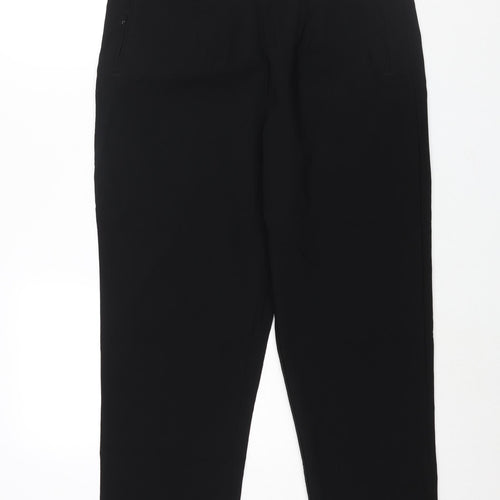New Fashion Womens Black Viscose Trousers Size 26 L26 in Regular - Zip Detail Elasticated Waist