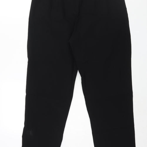 New Fashion Womens Black Viscose Trousers Size 26 L26 in Regular - Zip Detail Elasticated Waist