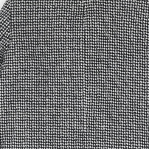Zara Womens Black Check Overcoat Coat Size M Button - Houndstooth Double Breasted