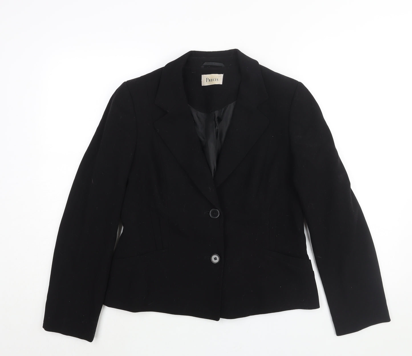 Precis Womens Black Polyester Jacket Suit Jacket Size 12 - Pleat Detail